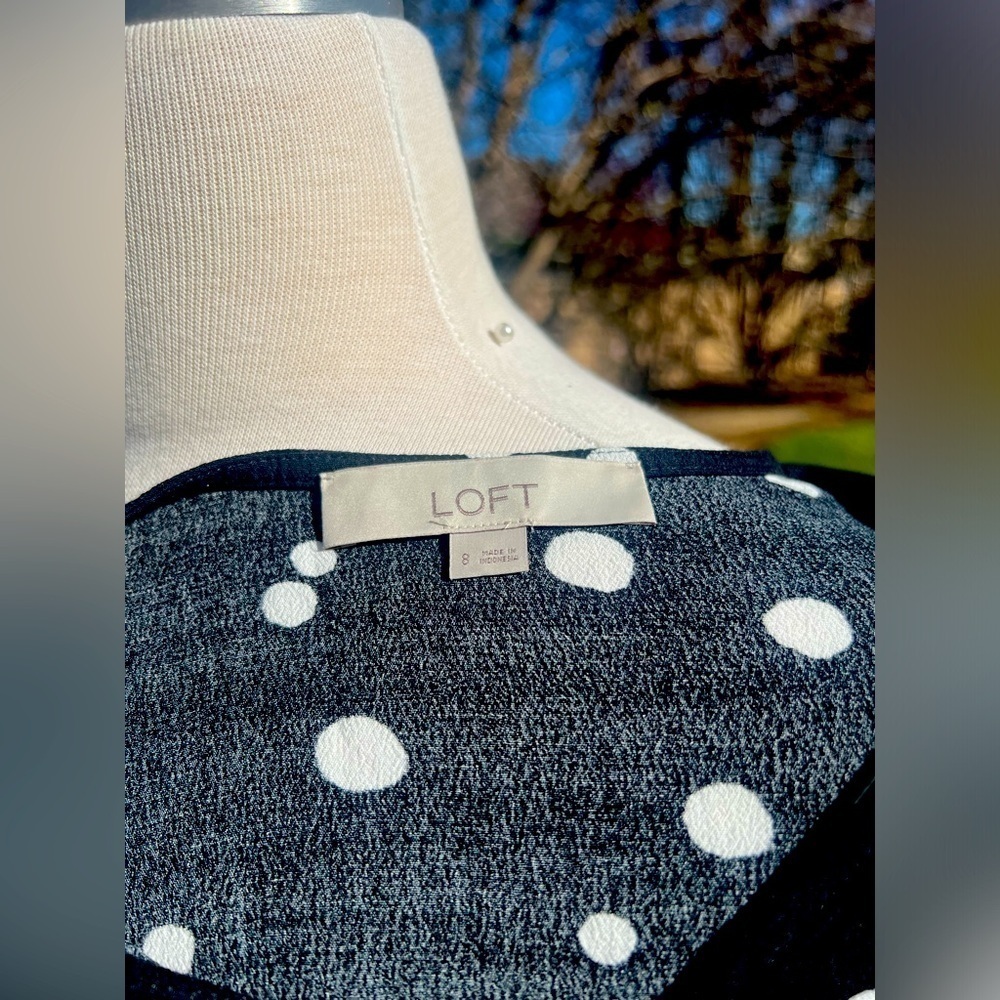 LOFT Black & White Polka Dot Peplum Blouse - Picture 2 of 8